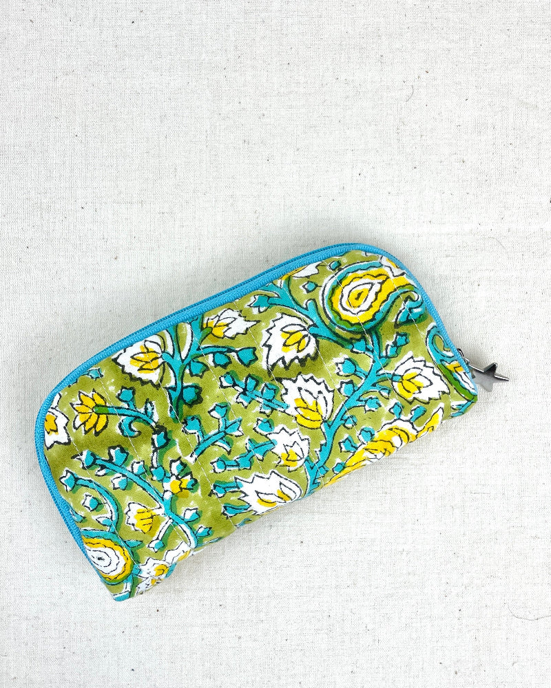 Etui à lunettes de soleil en tissu jaune
