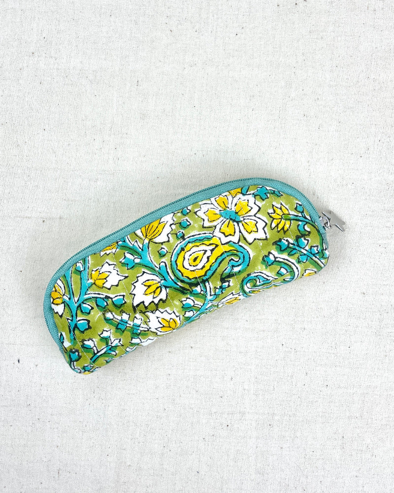 Etui à lunettes de soleil en tissu couleur jaune