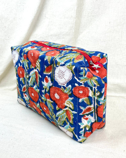 Grande trousse de toilette bleu et rouge