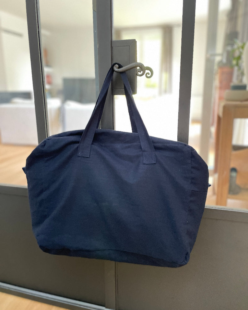 sac en lin bleu marine