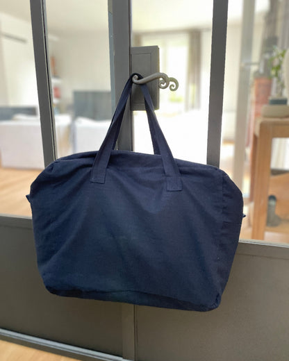 sac en lin bleu marine