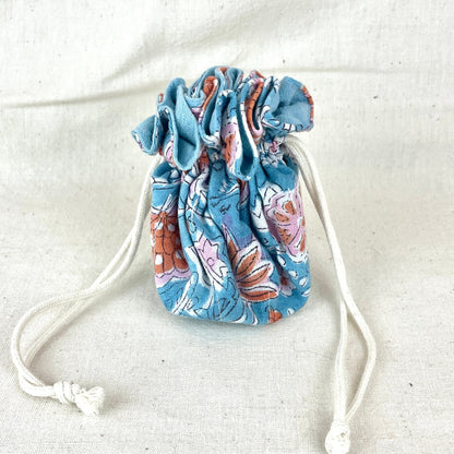 Trousse a bijoux aumonière Bleue ciel