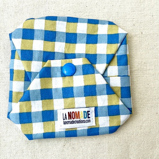 Etui à savon solide vichy bleu