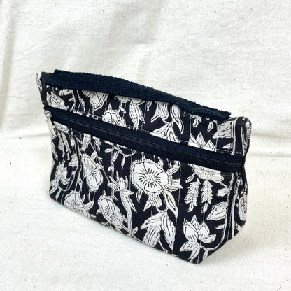 trousse de maquillage doublée, tissu noir