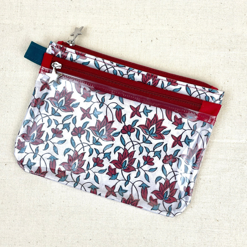 petite trousse tactile smartphone tissu indien motif lotus rouge