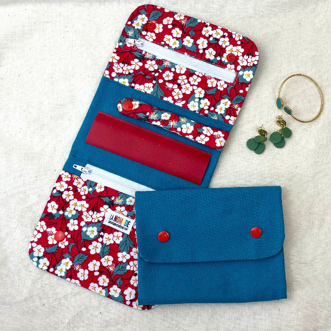 Trousse à bijoux nomade bleu paon