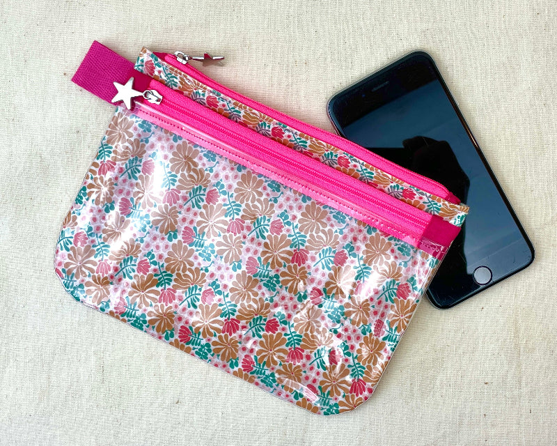 Petite trousse tactile smartphone rose fluo